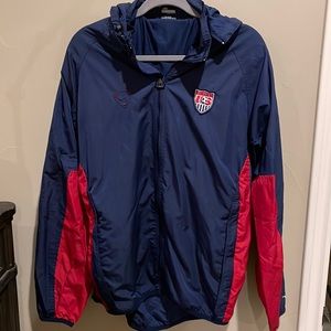 Team USA soccer Nike rain coat zipper hood Mens L